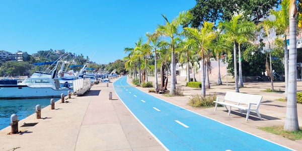 Fisherman's walk and bike path in Acapulco